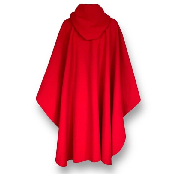 Coloratura Vintage Womens Cape O/S Red Wool Hooded Forestgore Cottagecore Goth - Picture 7 of 9
